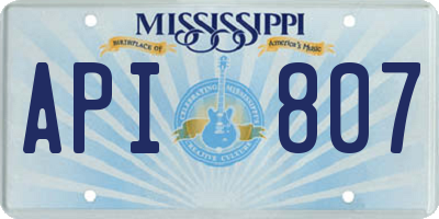 MS license plate API807