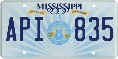 MS license plate API835