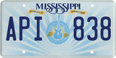 MS license plate API838