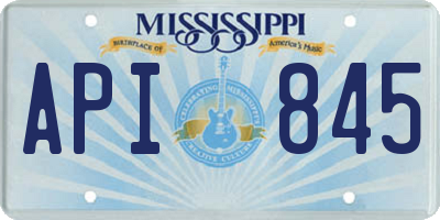 MS license plate API845