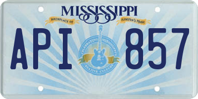 MS license plate API857
