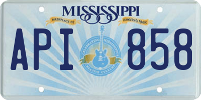 MS license plate API858