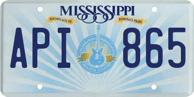 MS license plate API865