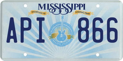 MS license plate API866