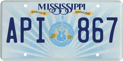 MS license plate API867