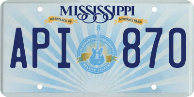 MS license plate API870