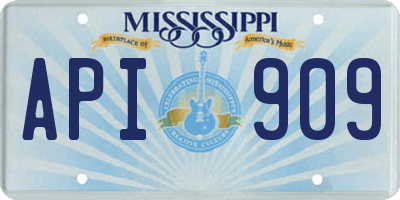 MS license plate API909