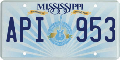 MS license plate API953