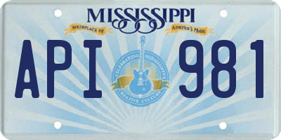 MS license plate API981