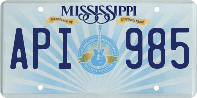 MS license plate API985