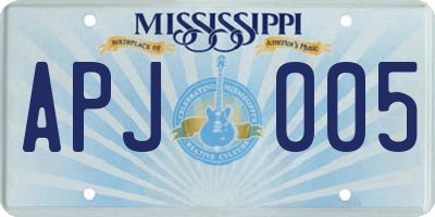 MS license plate APJ005