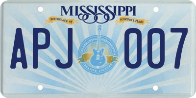 MS license plate APJ007