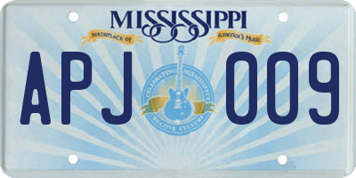 MS license plate APJ009