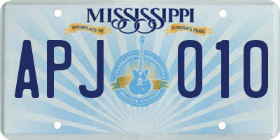 MS license plate APJ010