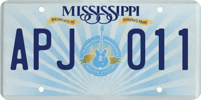 MS license plate APJ011