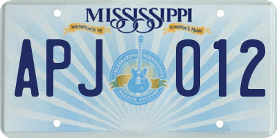 MS license plate APJ012