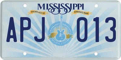 MS license plate APJ013