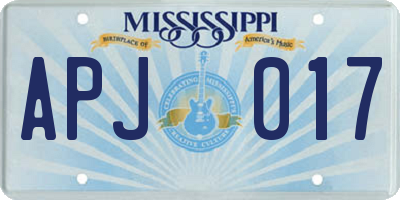 MS license plate APJ017