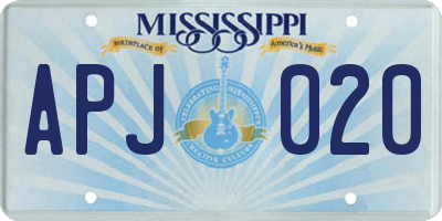 MS license plate APJ020