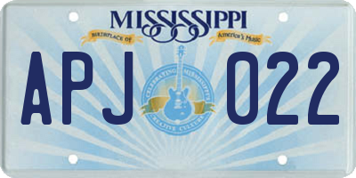 MS license plate APJ022