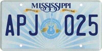 MS license plate APJ025