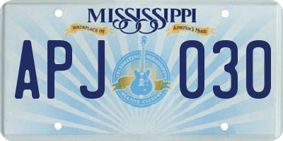 MS license plate APJ030