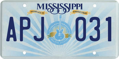 MS license plate APJ031