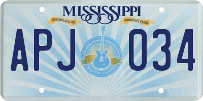 MS license plate APJ034