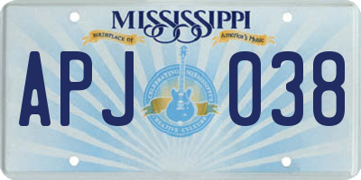 MS license plate APJ038