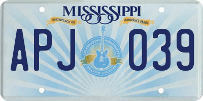 MS license plate APJ039