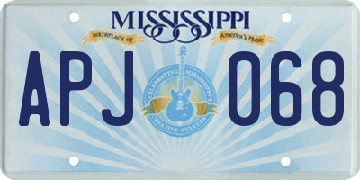 MS license plate APJ068