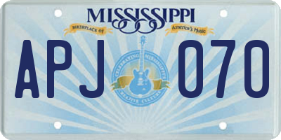 MS license plate APJ070
