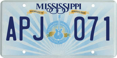 MS license plate APJ071