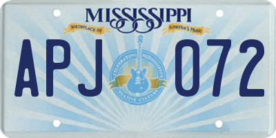 MS license plate APJ072