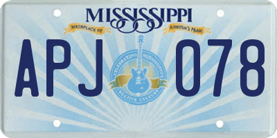 MS license plate APJ078