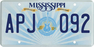 MS license plate APJ092