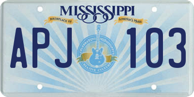 MS license plate APJ103