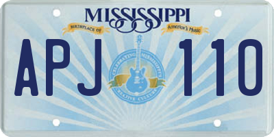 MS license plate APJ110