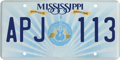 MS license plate APJ113
