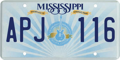 MS license plate APJ116