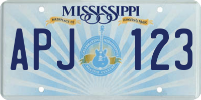 MS license plate APJ123