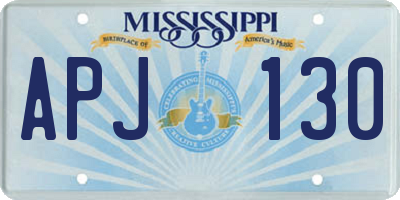 MS license plate APJ130