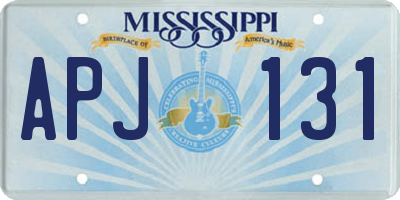 MS license plate APJ131