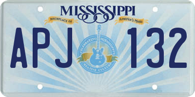 MS license plate APJ132