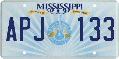 MS license plate APJ133