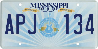MS license plate APJ134