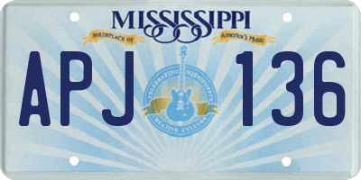 MS license plate APJ136