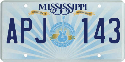 MS license plate APJ143