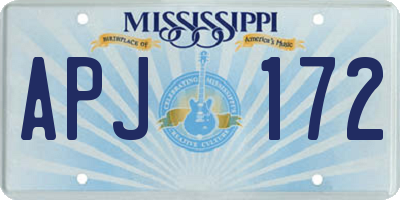 MS license plate APJ172