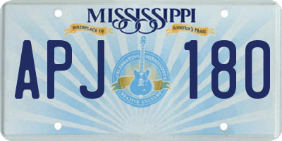 MS license plate APJ180
